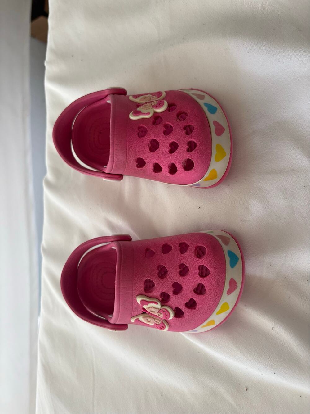 Toddler Girls Size 3 Pink EVA Clogs Slip On Water Shoes Heart Pattern Unbranded